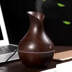 Wood Grain Vase-Shaped Humidifier – Cool Mist Aroma Diffuser (USB Powered) - main view