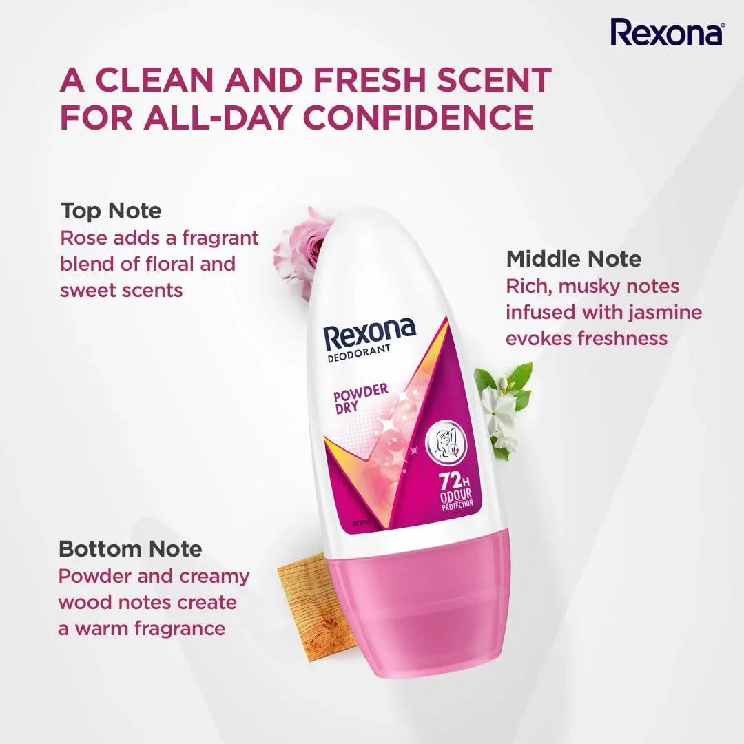 Rexona Powder Dry Underarm Roll On Deodorant For Women 50ml - view 3