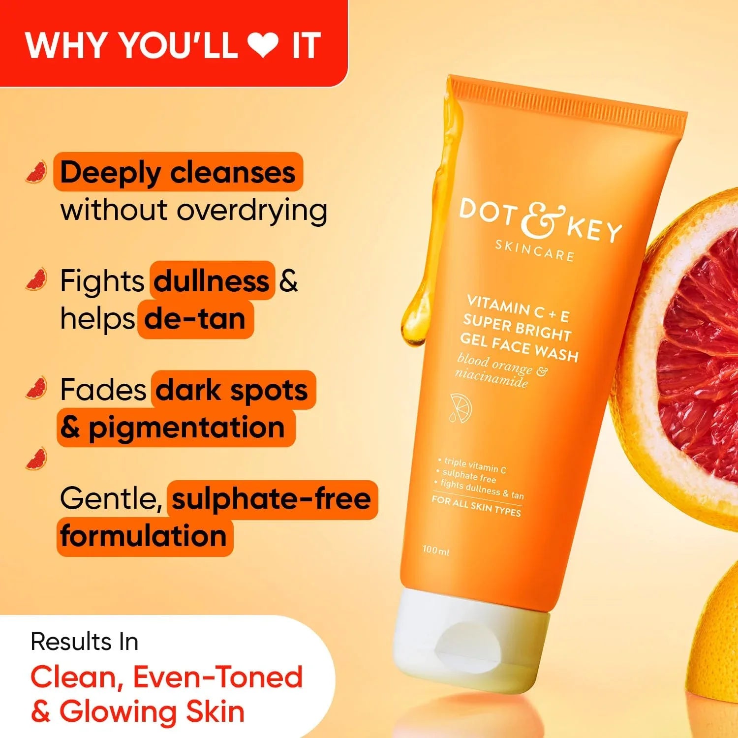 DOT & KEY Vitamin C + E Super Bright Gel Face Wash 100ml - view 2