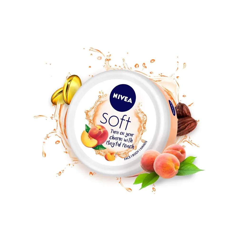 Nivea Soft Light Playful Peach Moisturizer Cream with Vitamin E & Jojoba Oil for - view 2