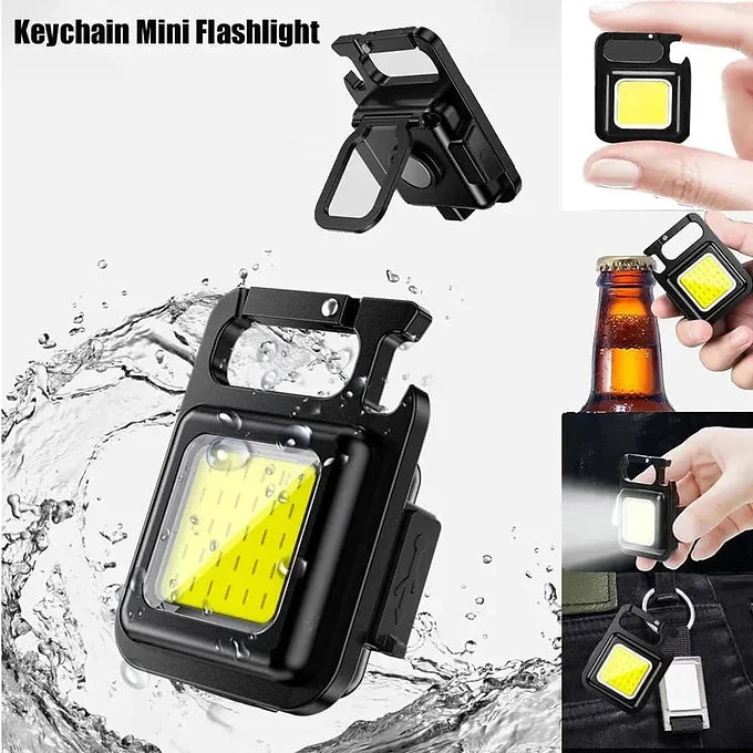 COB Key Chain Flashlights Small Water Resistant USB Rechargeable Magnetic Light