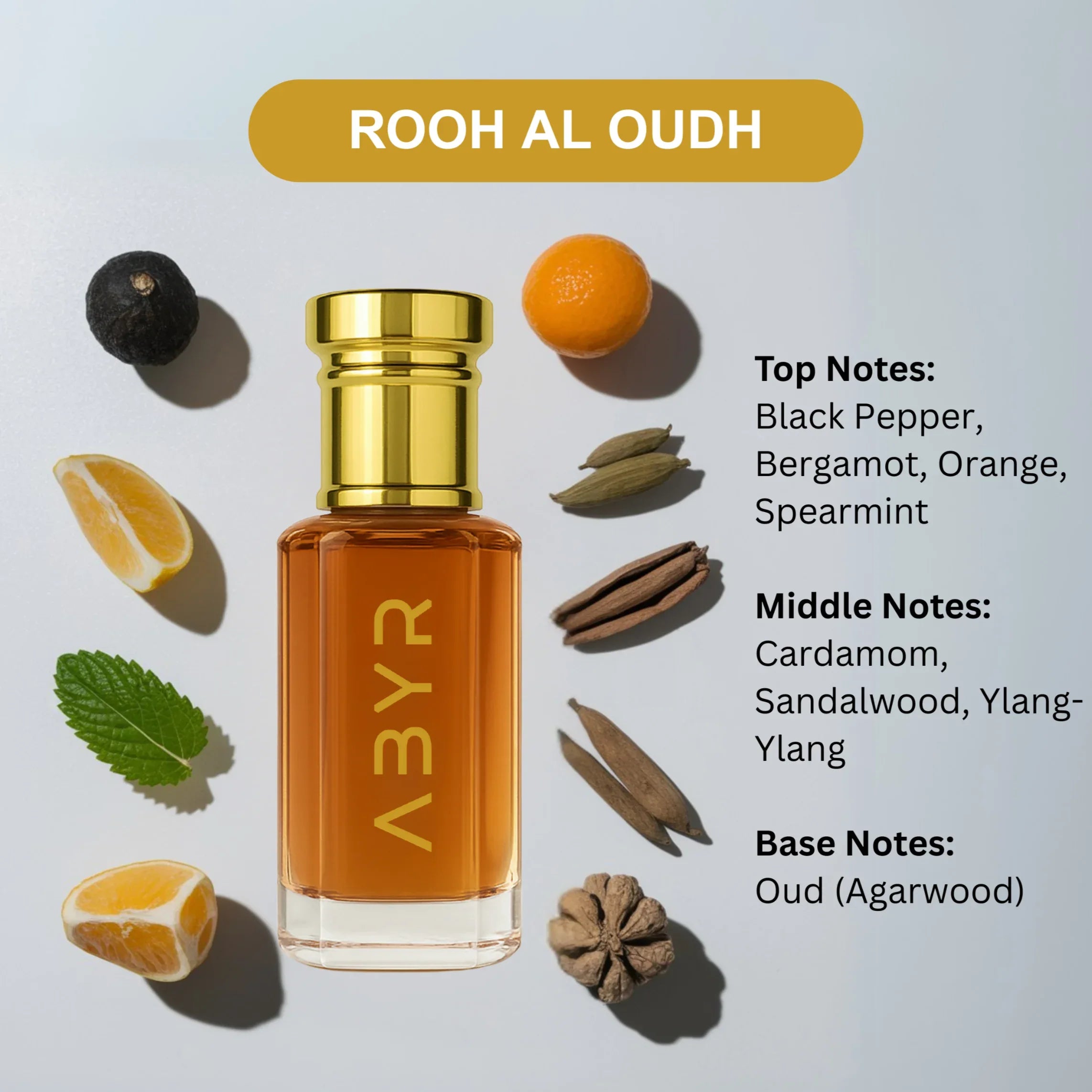 ABYR Rooh Al Oud Attar – Alcohol-Free Pure Oudh Fragrance, Long-Lasting Oriental - 12ml view
