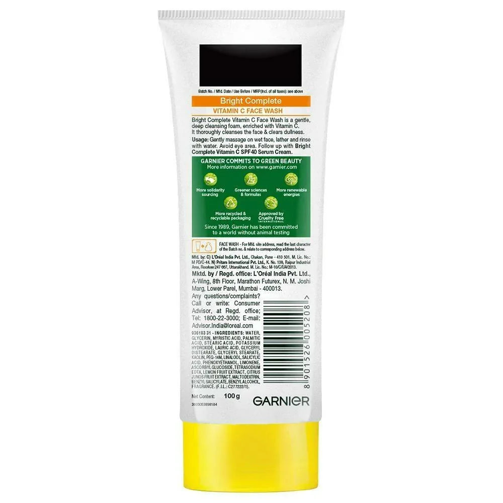 Garnier Skin Naturals Bright Complete Vitamin C + Lemon Gel Face Wash 100g - view 2
