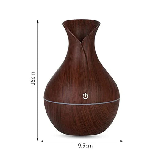 Wood Grain Vase-Shaped Humidifier – Cool Mist Aroma Diffuser (USB Powered) - view 2