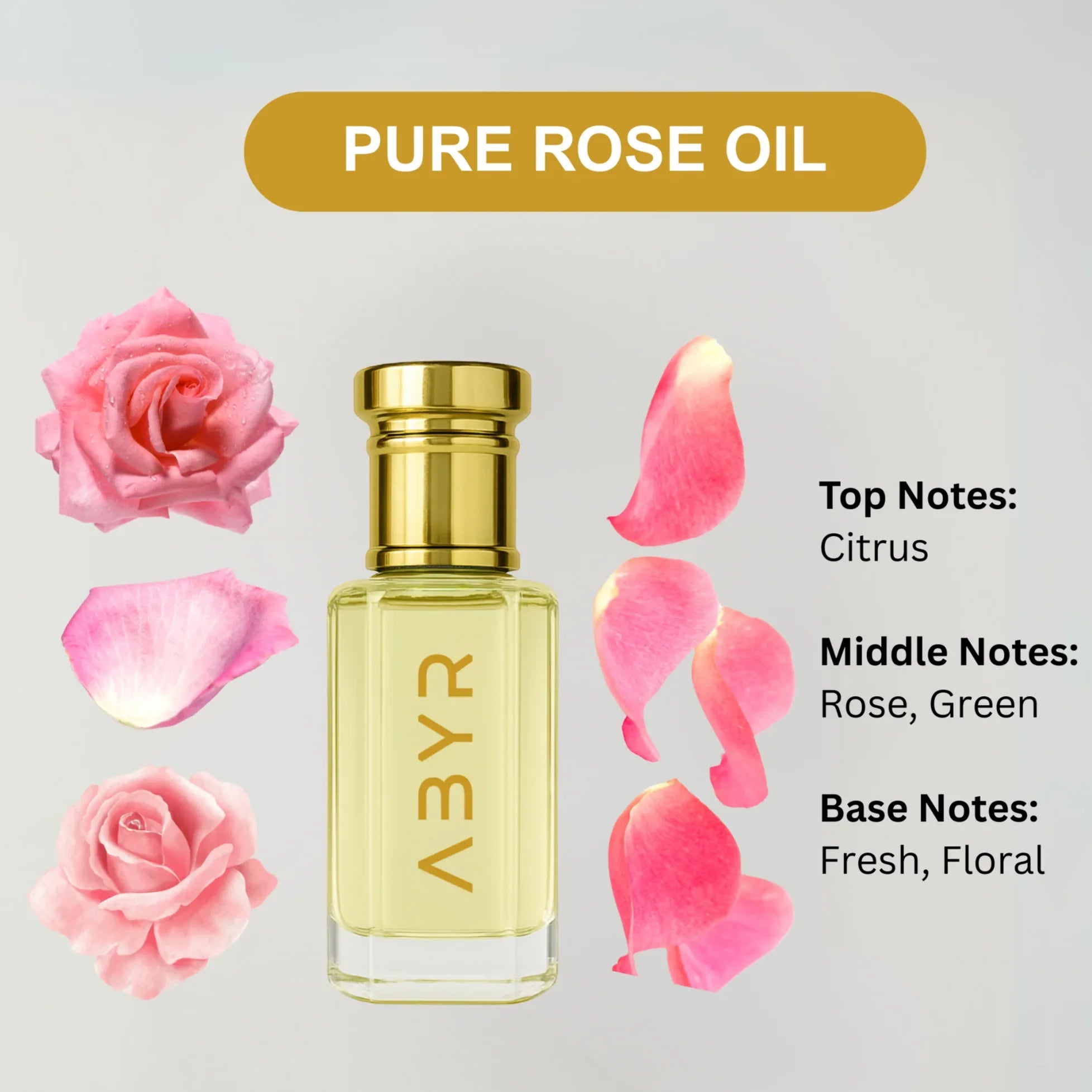 ABYR Pure Rose Oil Attar – 100% Natural & Alcohol-Free Long-Lasting Fragrance - 3ml view