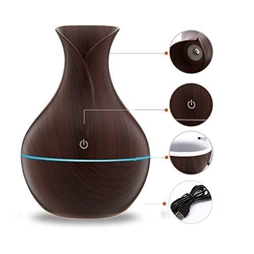 Wood Grain Vase-Shaped Humidifier – Cool Mist Aroma Diffuser (USB Powered) - view 3