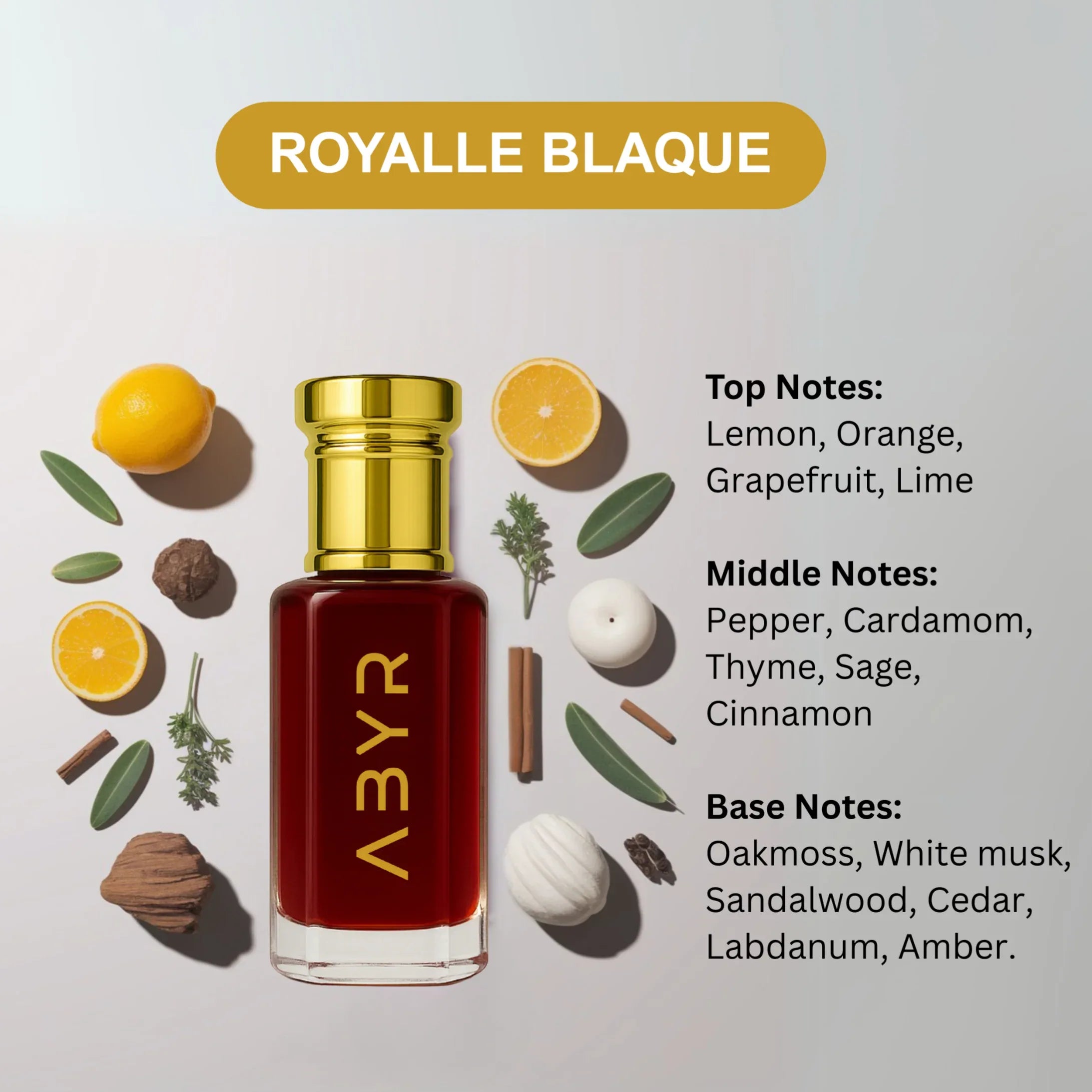 ABYR Royalle Blaque Attar – Alcohol-Free, Long-Lasting Oriental Woody Fragrance - 6ml view