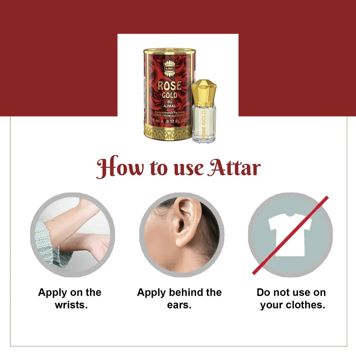 AJMAL ROSE GOLD Attar Non-Alcoholic Concentrated Long Lasting Attar for Unisex - view 3