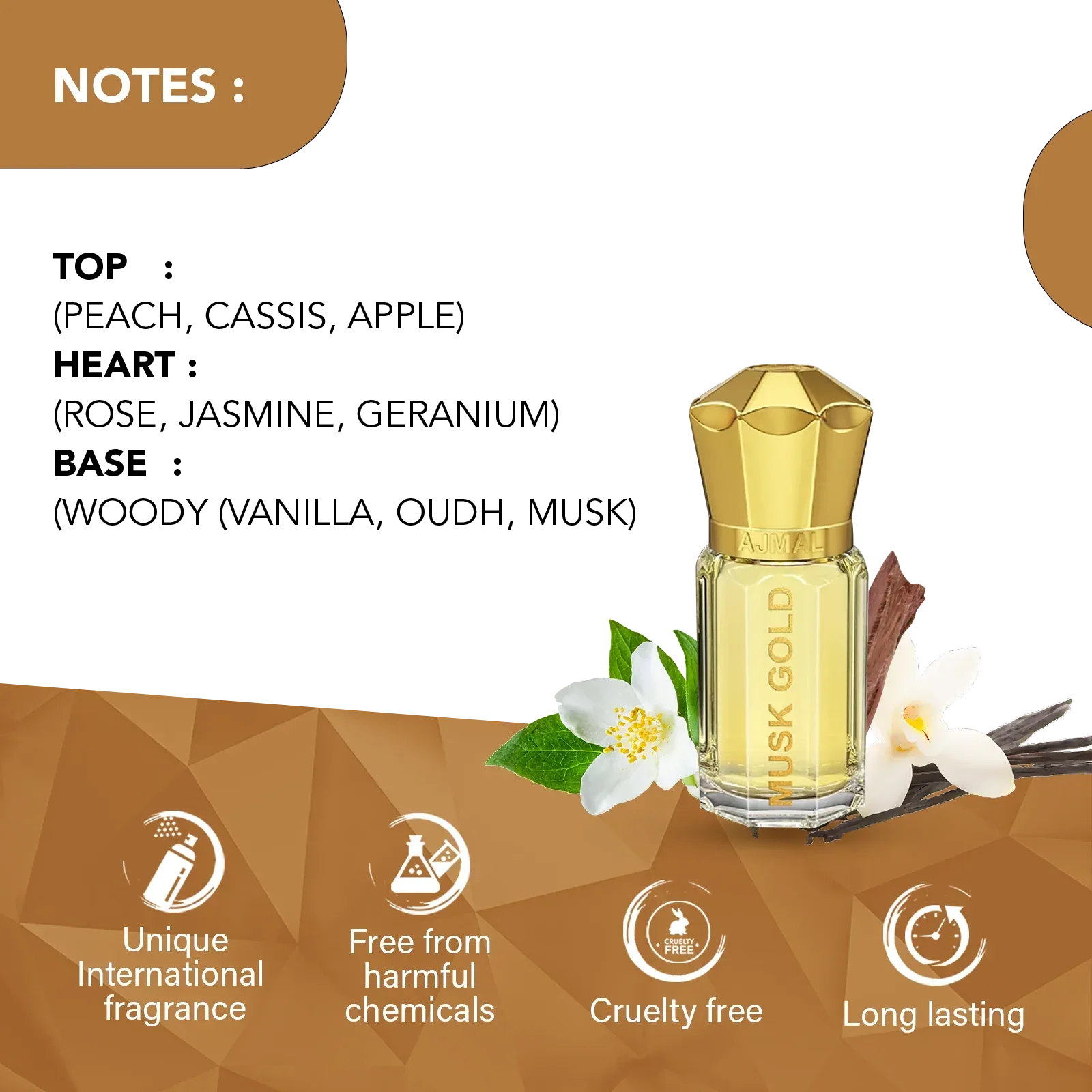 AJMAL MUSK GOLD Non-Alcoholic Concentrated Long Lasting Attar for Unisex 5 ML - view 2