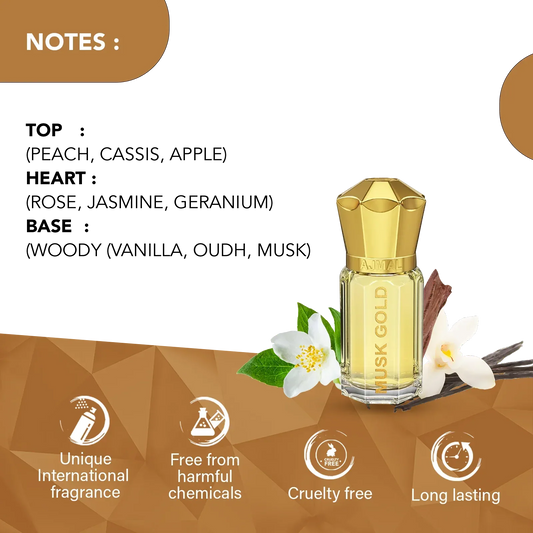 AJMAL MUSK GOLD Non-Alcoholic Concentrated Long Lasting Attar for Unisex 5 ML - view 2