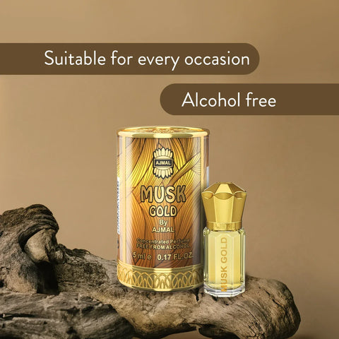 AJMAL MUSK GOLD Non-Alcoholic Concentrated Long Lasting Attar for Unisex 5 ML - main view
