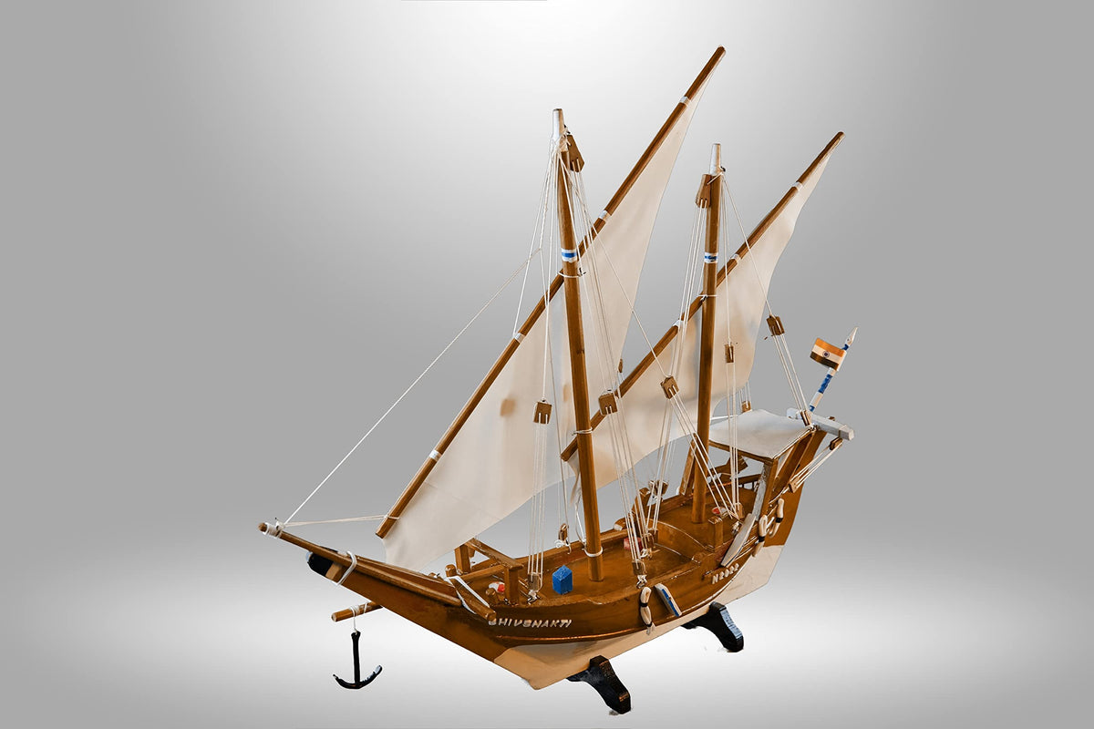 Uru or Kerala Traditional Boat Miniature - 5 inch view