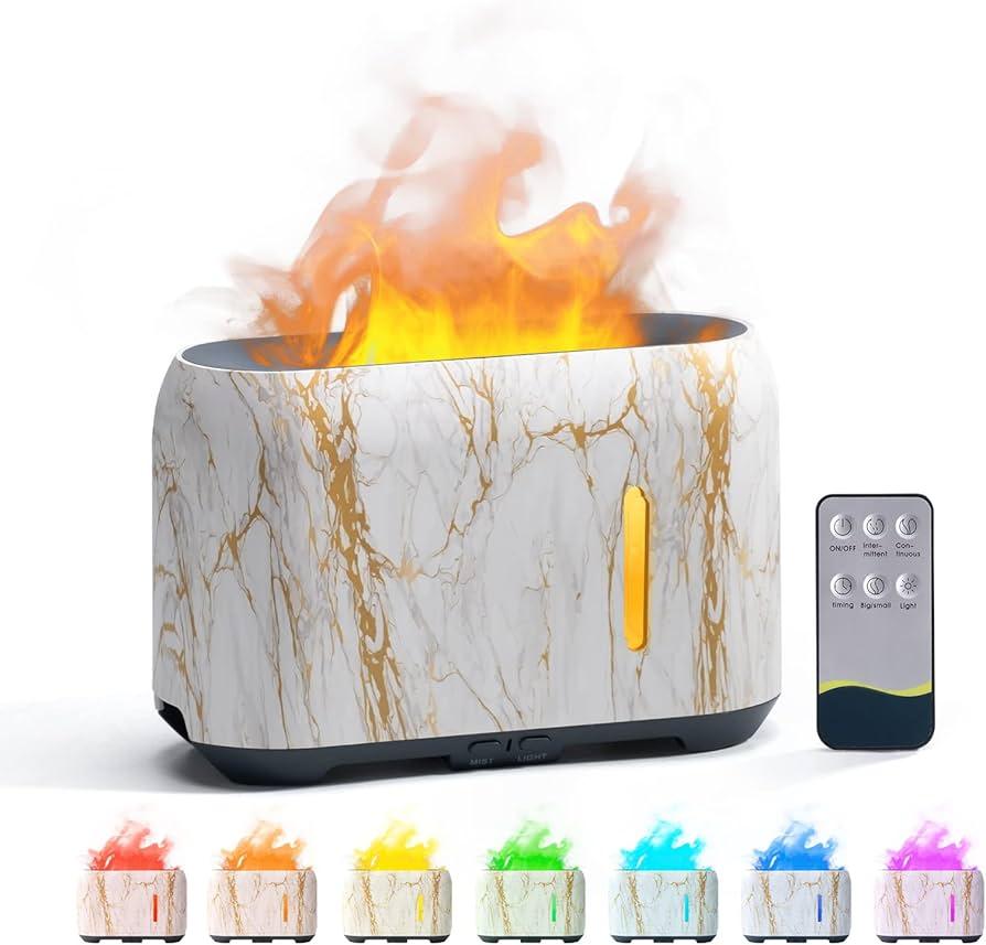 Aroma Diffuser Flame Humidifier with 7-Color LED Light & Remote Control - main view