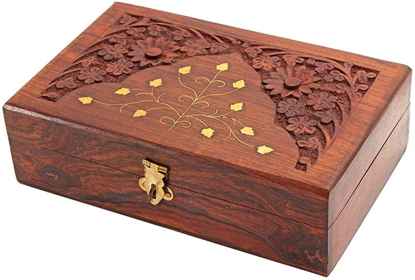 Happie Shopping Wooden Antique Multipurpose Storage Box (8x5 Inch) - main view