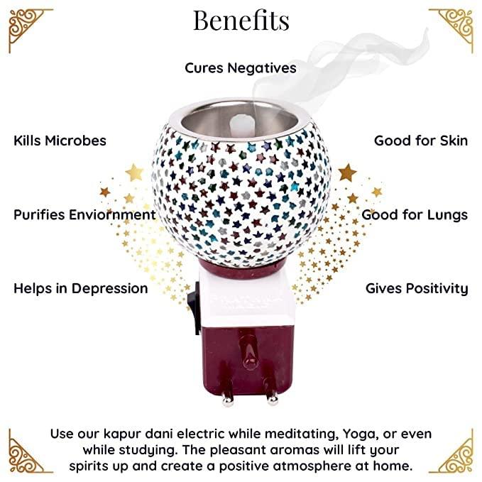 Prathna Electric Kapoor Dani Stand Kapur Incense Ceramic Night Light Burner - view 3