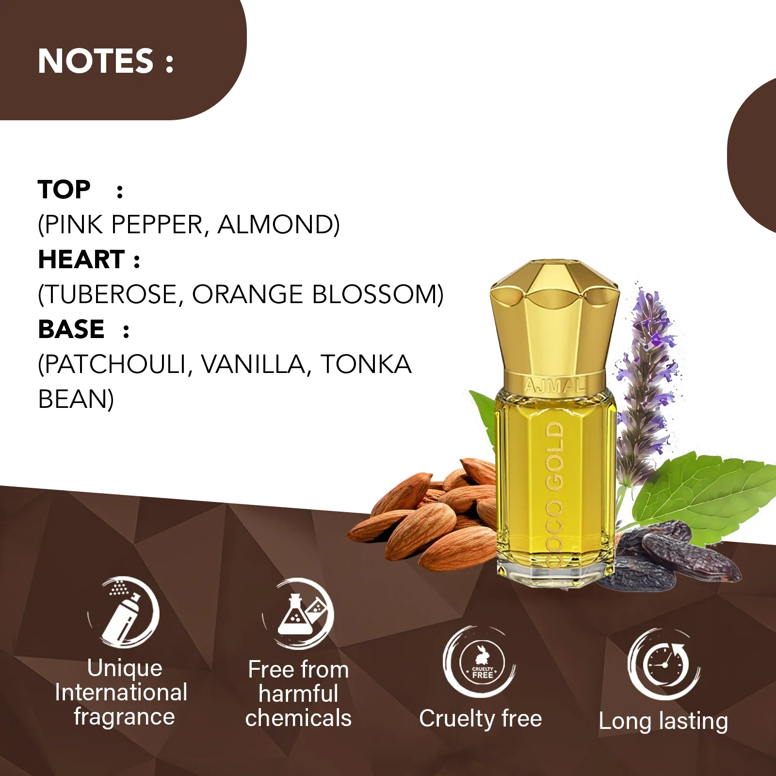 AJMAL COCO GOLD Non-Alcoholic Concentrated Long Lasting Attar For Women - 5 ML - view 2