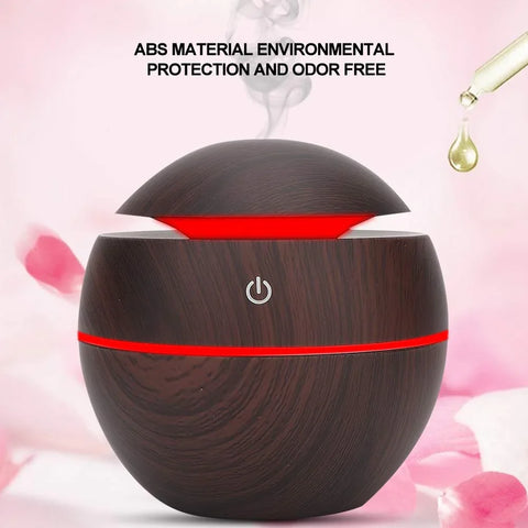 Steam Diffuser Cool Mist Humidifier – USB Rechargeable(Wood Grain, Round Ball) - view 2