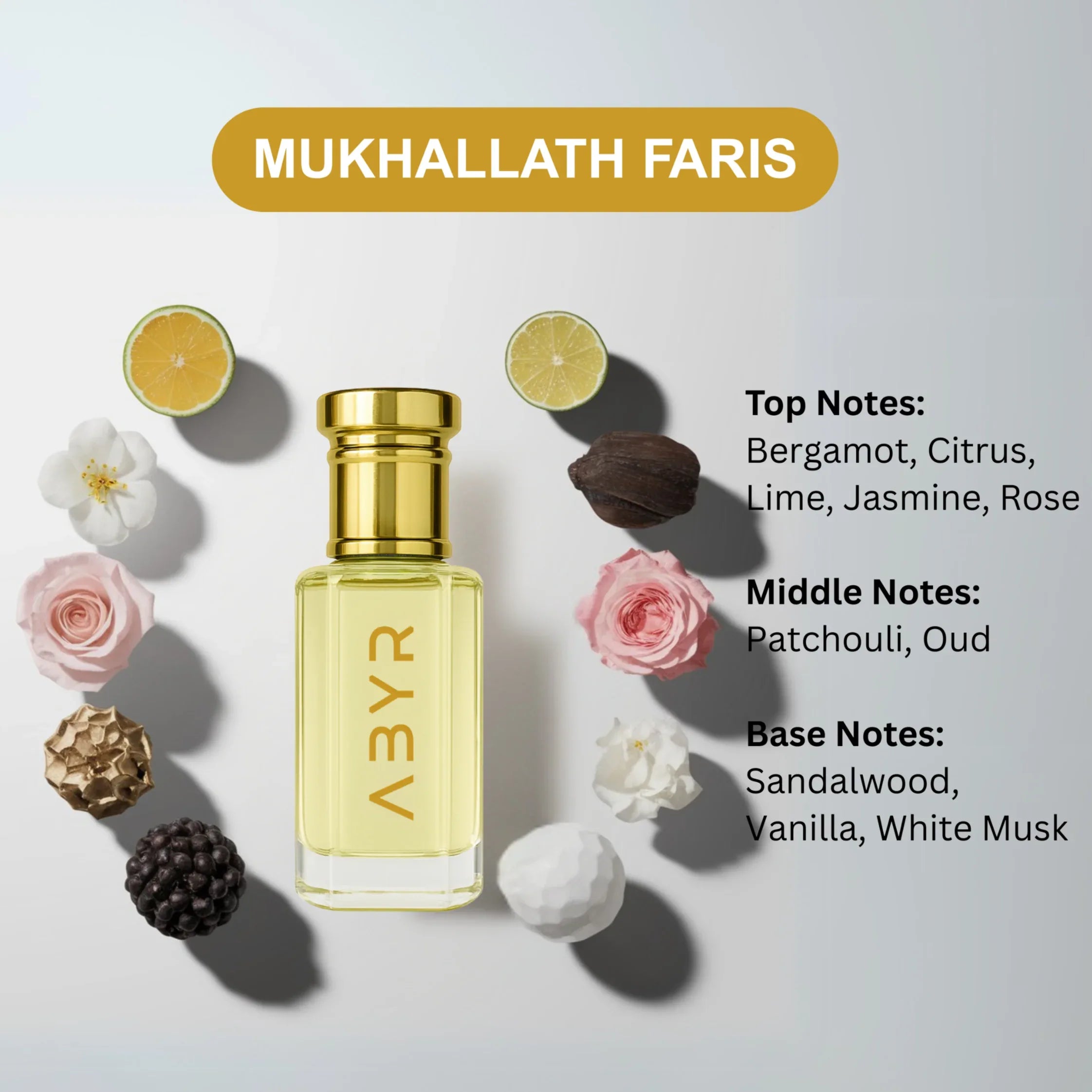ABYR Mukhallath Faris Attar – Alcohol-Free, Long-Lasting Oriental Fragrance - 3ml view