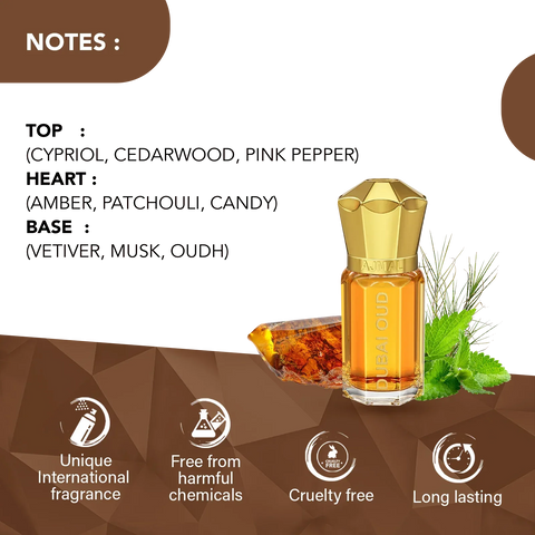 AJMAL DUBAI OUD Non-Alcoholic Concentrated Perfume LongLasting Attar Unisex-5 ML - view 2