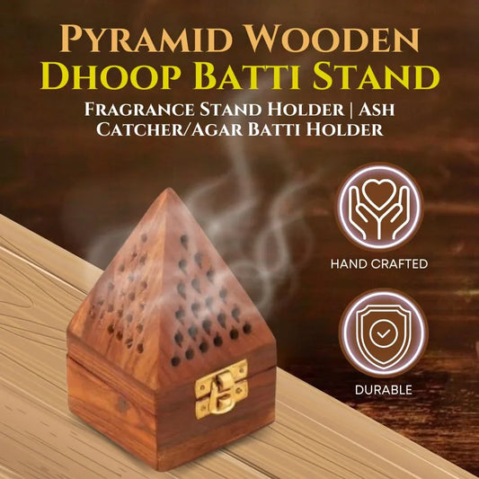 Wooden Loban Dhoop Stand Pyramid Shape, Dhoop Box Small - view 2
