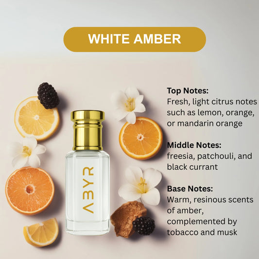 ABYR White Amber Attar – Alcohol-Free, Long-Lasting Oriental Amber Fragrance - 3ml view