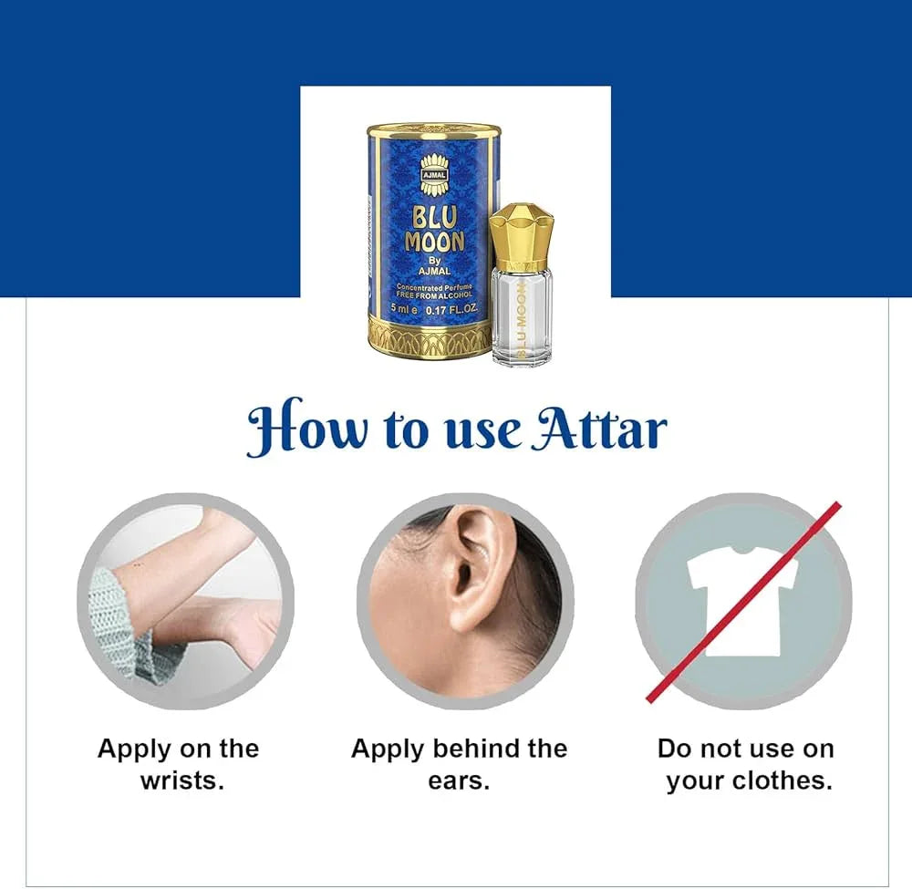 AJMAL BLU MOON Non-Alcoholic Concentrated Long Lasting Attar For Women - 5 ML - view 4