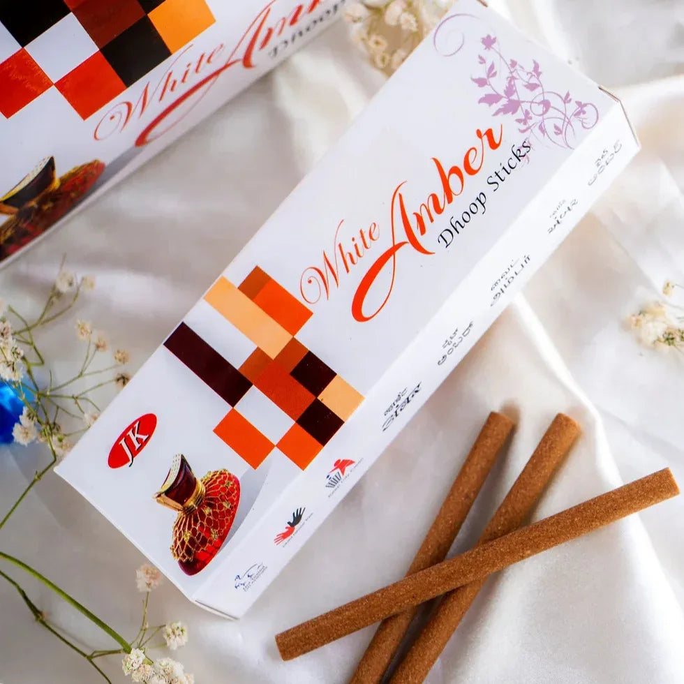 JK White Amber Dhoop Sticks 50g | Natural Incense Sticks for Aromatherapy - view 2