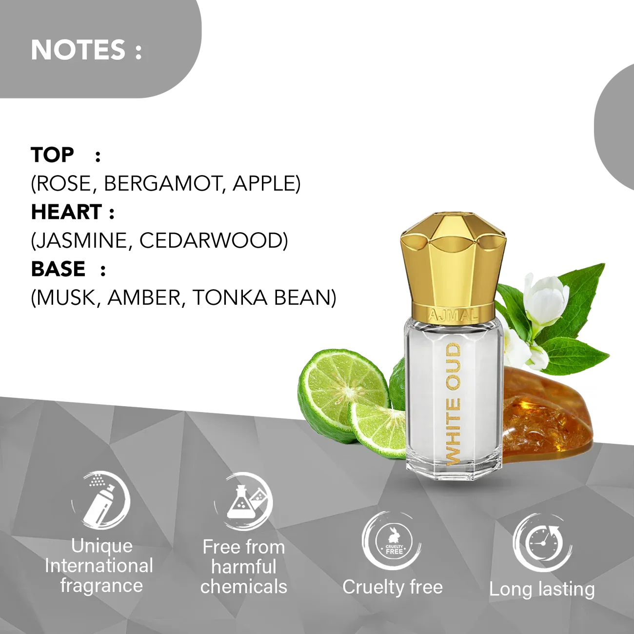 AJMAL WHITE OUD Non-Alcoholic Concentrated Long Lasting Attar for Unisex- 5 ML - view 2