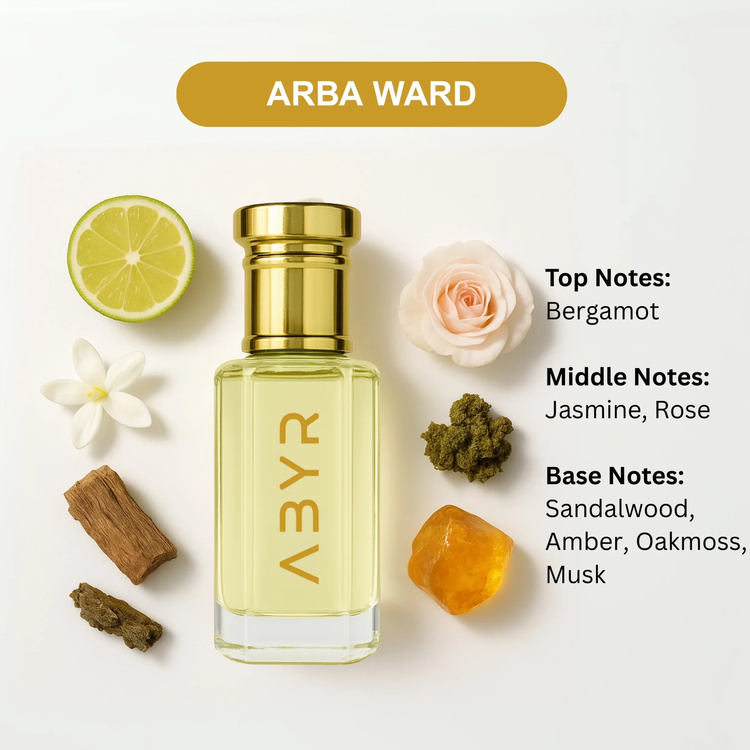 ABYR Arba Ward Attar – Alcohol-Free Arabian Rose & Oudh Perfume Oil - 3ml view
