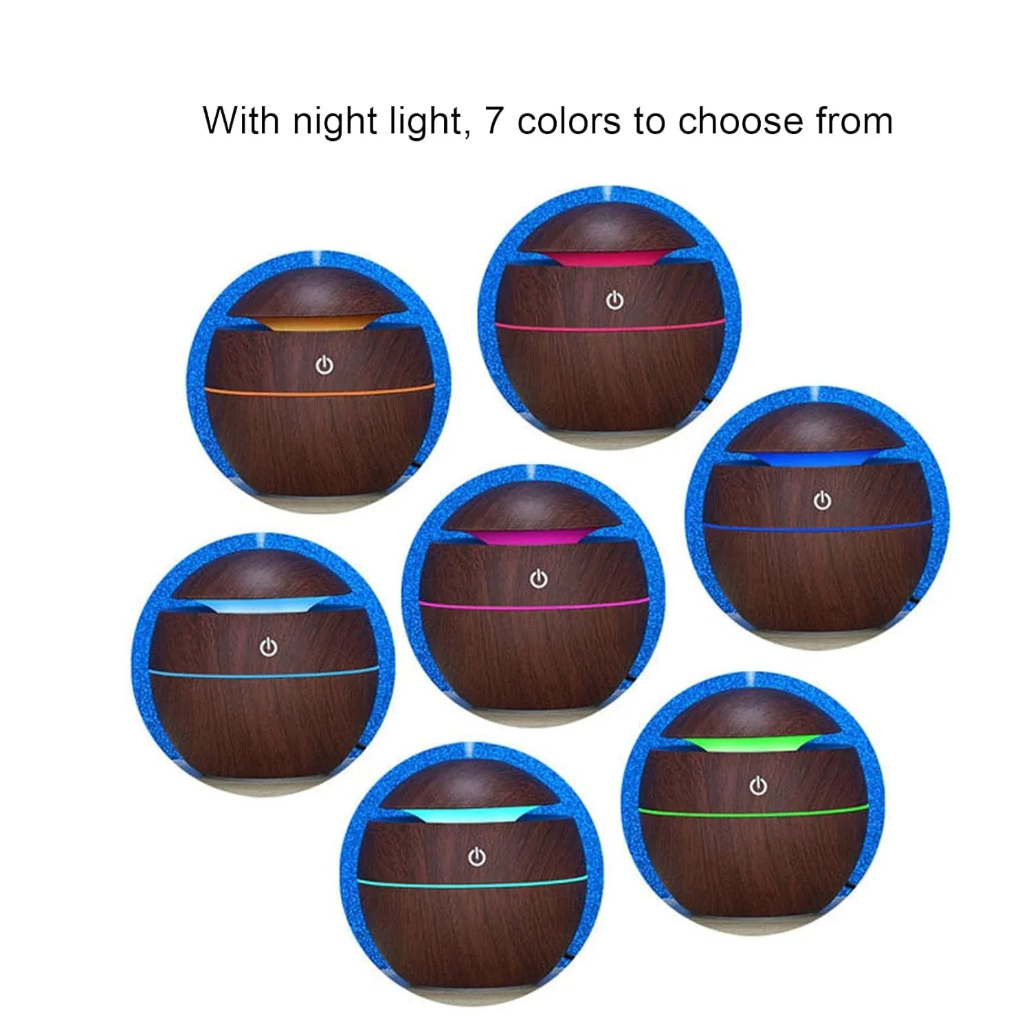 Steam Diffuser Cool Mist Humidifier – USB Rechargeable(Wood Grain, Round Ball) - view 3