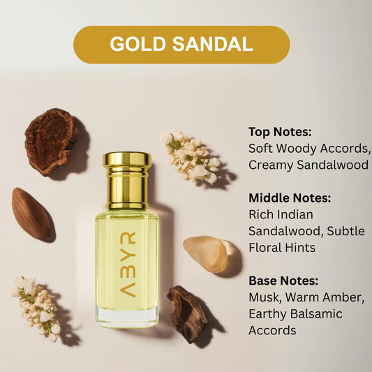 ABYR Gold Sandal Attar – Pure Sandalwood Fragrance, Long-Lasting & Alcohol-Free - 12ml view