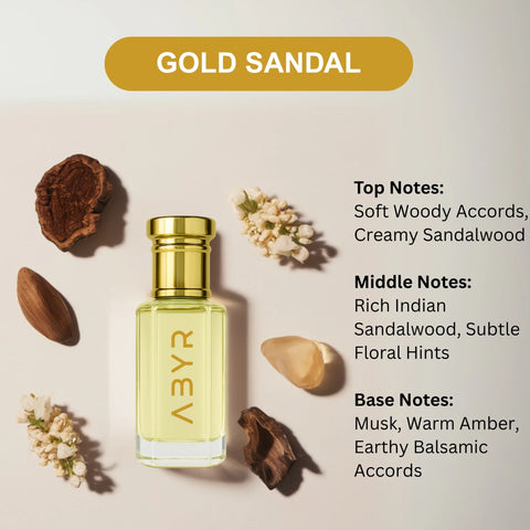 ABYR Gold Sandal Attar – Pure Sandalwood Fragrance, Long-Lasting & Alcohol-Free - 12ml view