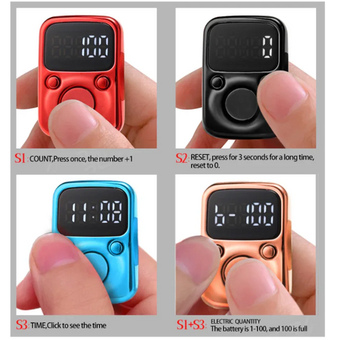 Electronic Finger Tally Counter with LED Screen | Digital Tasbih Zikr Ring - view 4