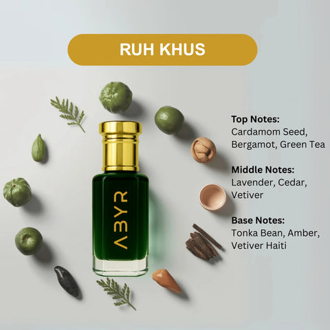 ABYR Ruh Khus Attar – Pure Vetiver Fragrance, Alcohol-Free & Long-Lasting - 3ml view