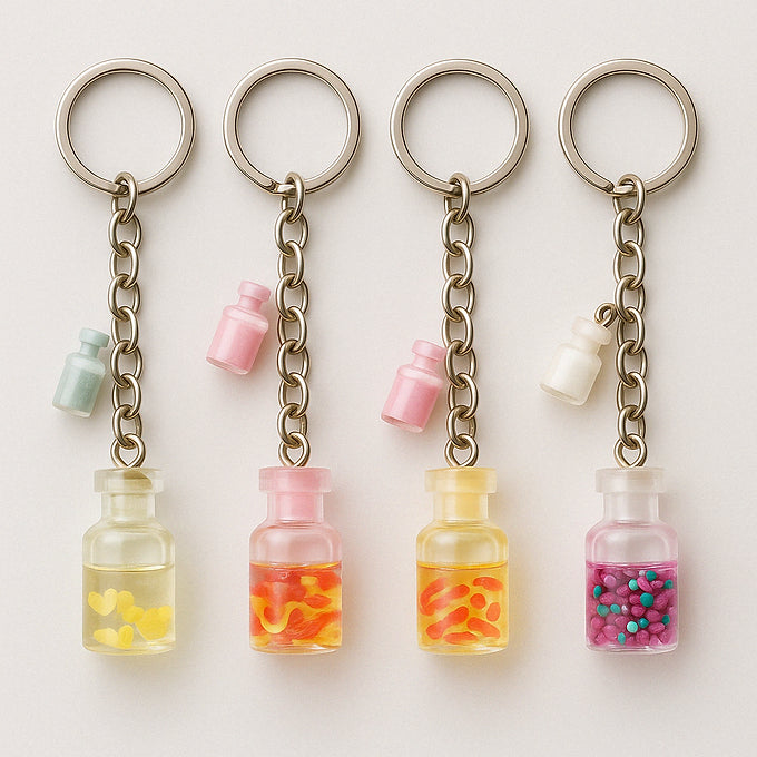 Mini Bottle Keychain – Cute Single Jar Keyring (Random Color)