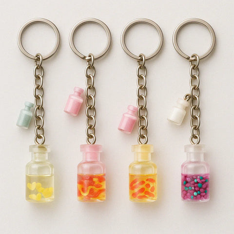 Mini Bottle Keychain – Cute Single Jar Keyring (Random Color) - main view
