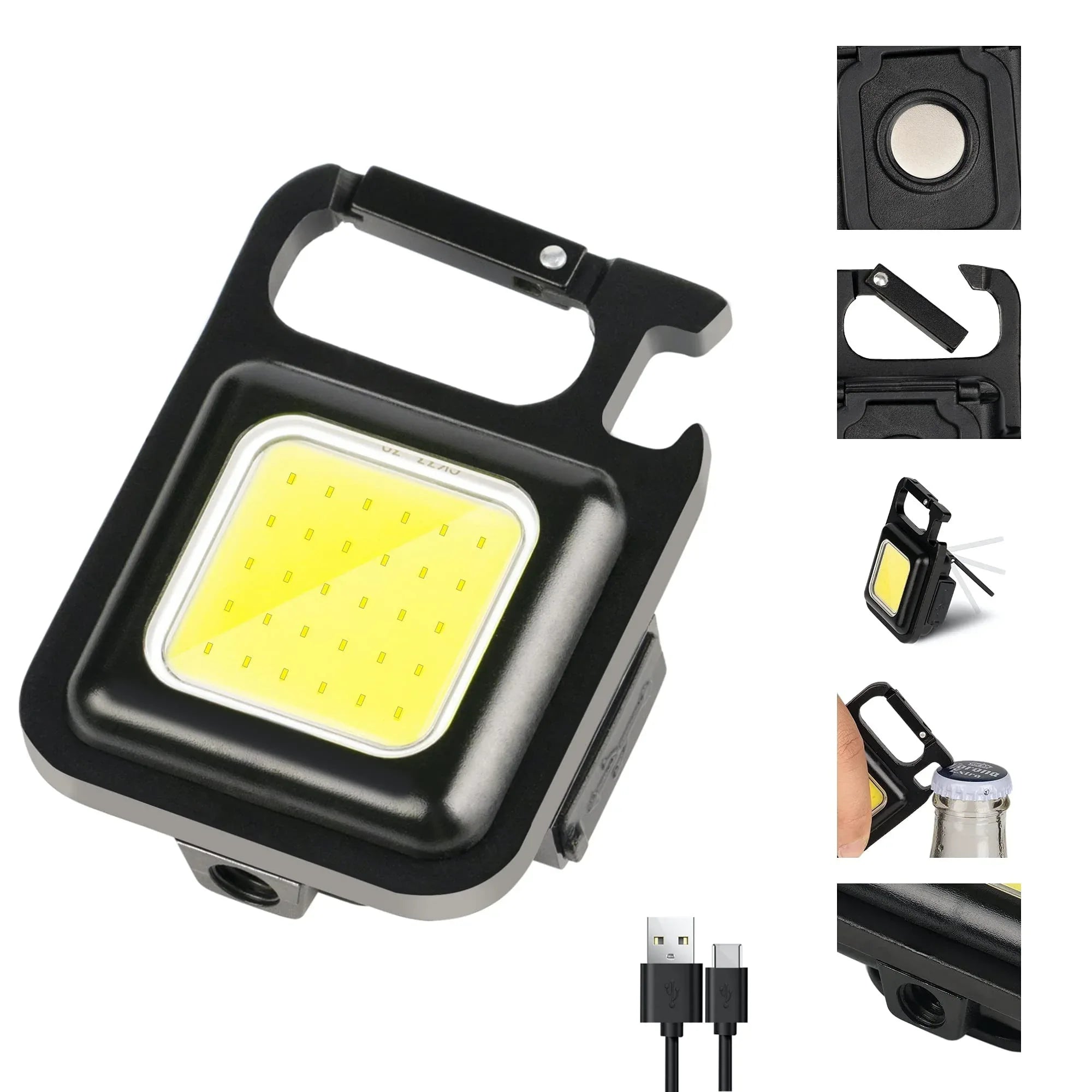 COB Key Chain Flashlights Small Water Resistant USB Rechargeable Magnetic Light - view 3