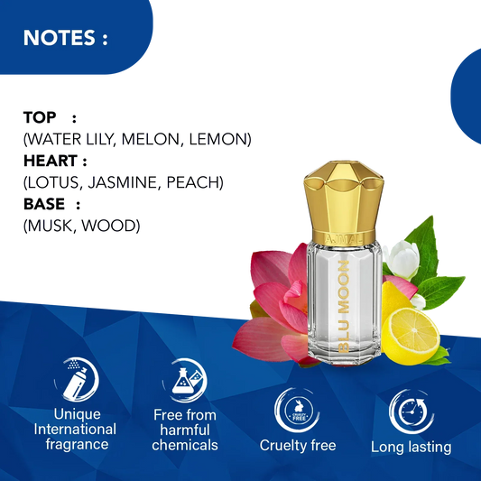 AJMAL BLU MOON Non-Alcoholic Concentrated Long Lasting Attar For Women - 5 ML - view 2